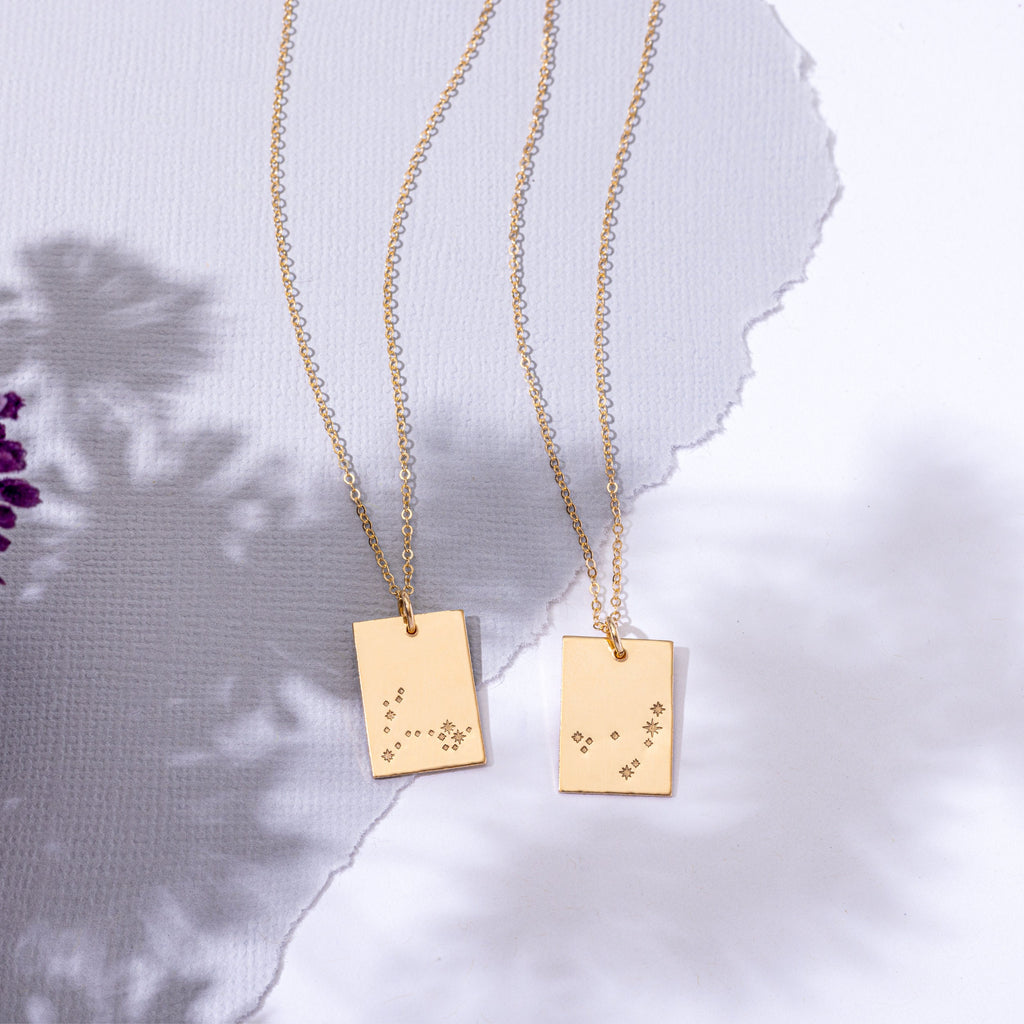 two necklaces with a dog paw print on them